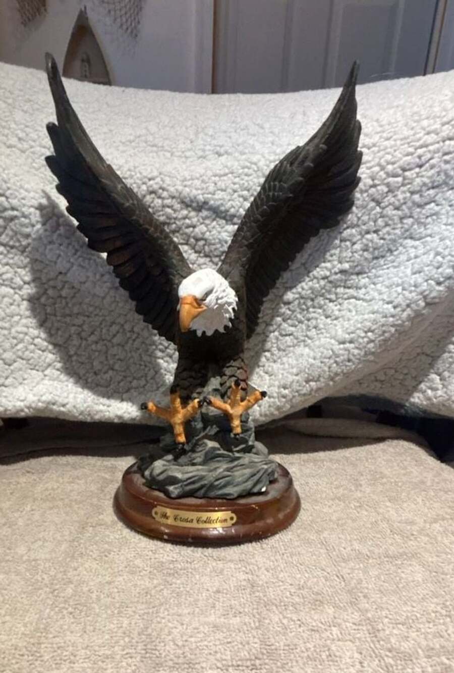 The Crosa Collection Bald Eagle Figurine 8 Inch Wood Base Resin Statue